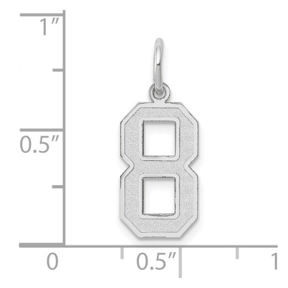 14k White Gold, Jersey Collection, Medium Number 8 Pendant